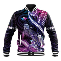 Hawaiian Monk Seal Baseball Jacket Kakau Tribal Pattern Violet Gradient