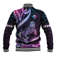 Hawaiian Monk Seal Baseball Jacket Kakau Tribal Pattern Violet Gradient