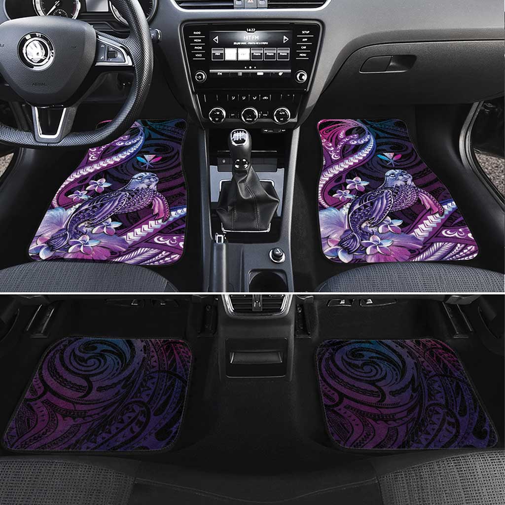 Hawaiian Monk Seal Car Mats Kakau Tribal Pattern Violet Gradient