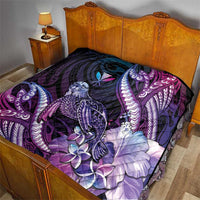 Hawaiian Monk Seal Quilt Kakau Tribal Pattern Violet Gradient