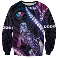 Hawaiian Monk Seal Sweatshirt Kakau Tribal Pattern Violet Gradient