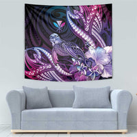 Hawaiian Monk Seal Tapestry Kakau Tribal Pattern Violet Gradient
