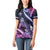 Hawaiian Monk Seal Women Polo Shirt Kakau Tribal Pattern Violet Gradient