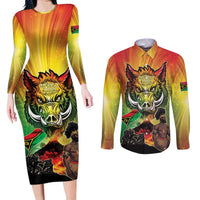 Vanuatu July 30th 1980 Couples Matching Long Sleeve Bodycon Dress and Long Sleeve Button Shirt Happy Independence Day - Polynesian Pride