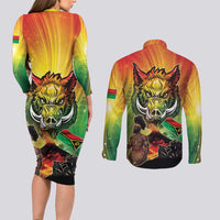 Vanuatu July 30th 1980 Couples Matching Long Sleeve Bodycon Dress and Long Sleeve Button Shirt Happy Independence Day - Polynesian Pride