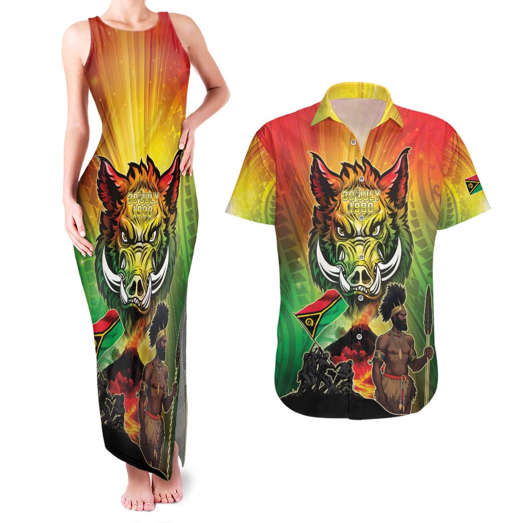 Vanuatu July 30th 1980 Couples Matching Tank Maxi Dress and Hawaiian Shirt Happy Independence Day - Polynesian Pride