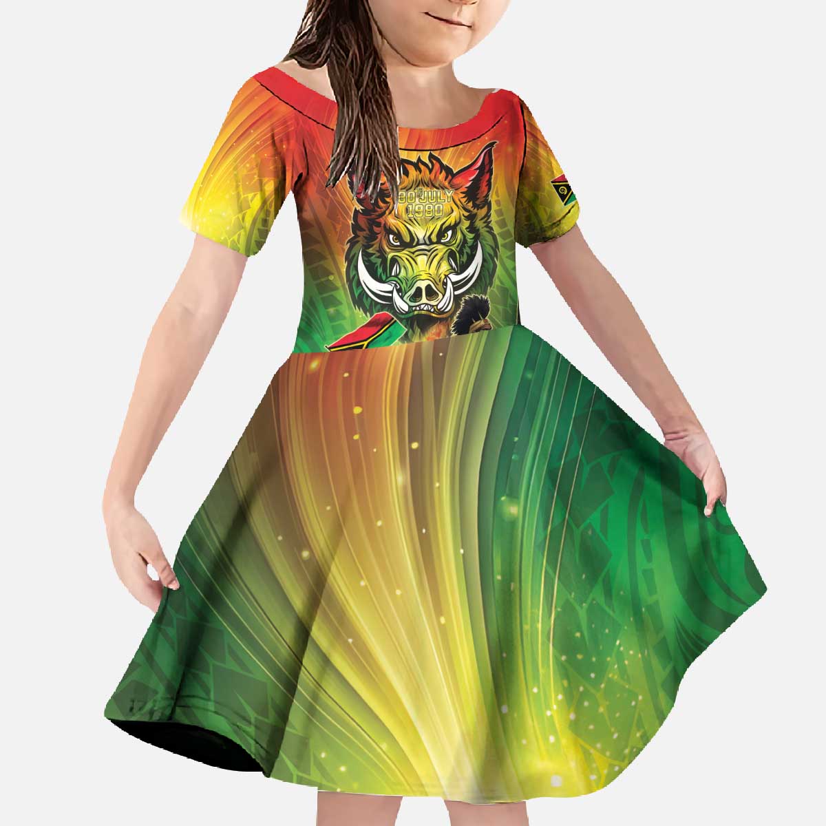 Vanuatu July 30th 1980 Family Matching Off The Shoulder Long Sleeve Dress and Hawaiian Shirt Happy Independence Day - Polynesian Pride