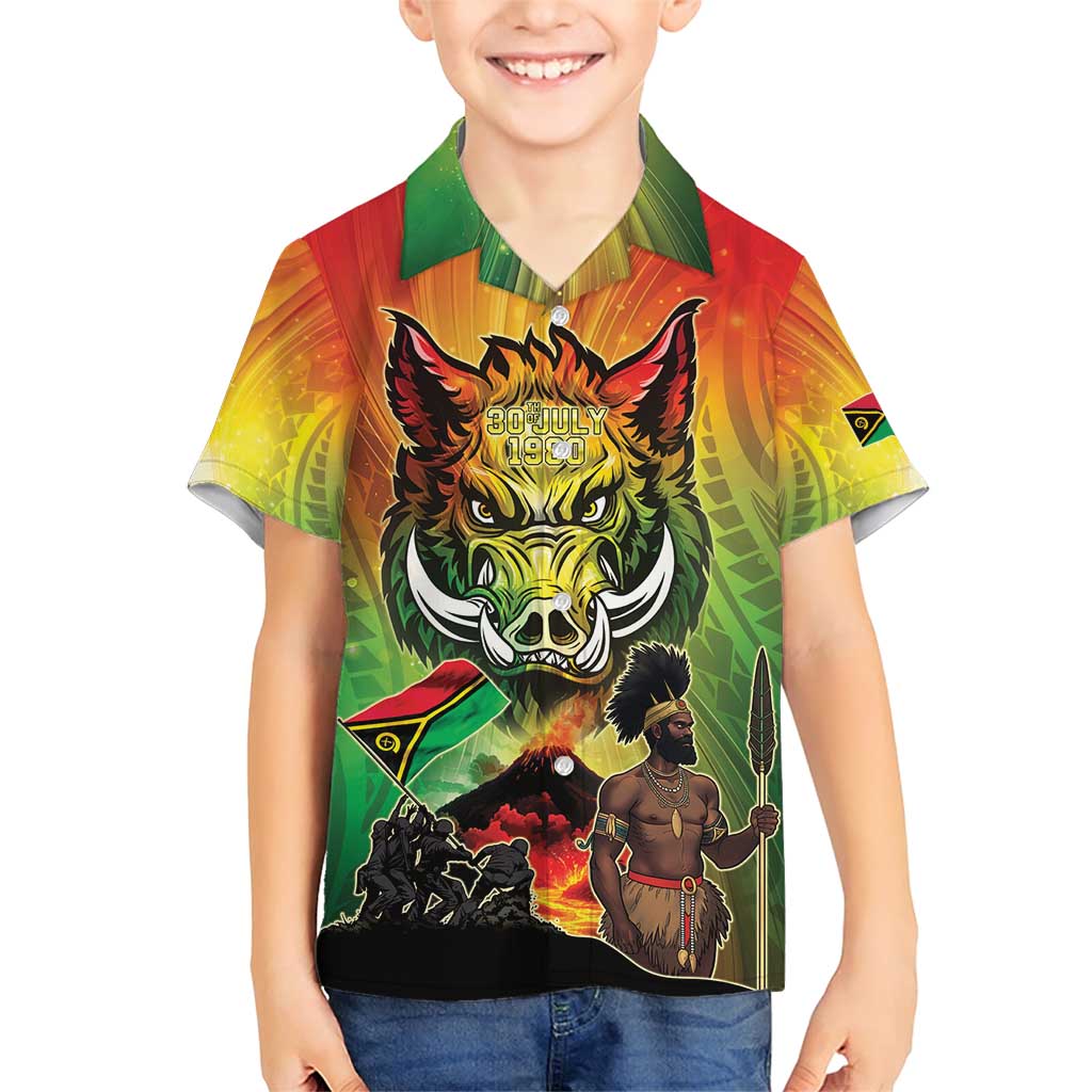 Vanuatu July 30th 1980 Family Matching Short Sleeve Bodycon Dress and Hawaiian Shirt Happy Independence Day - Polynesian Pride