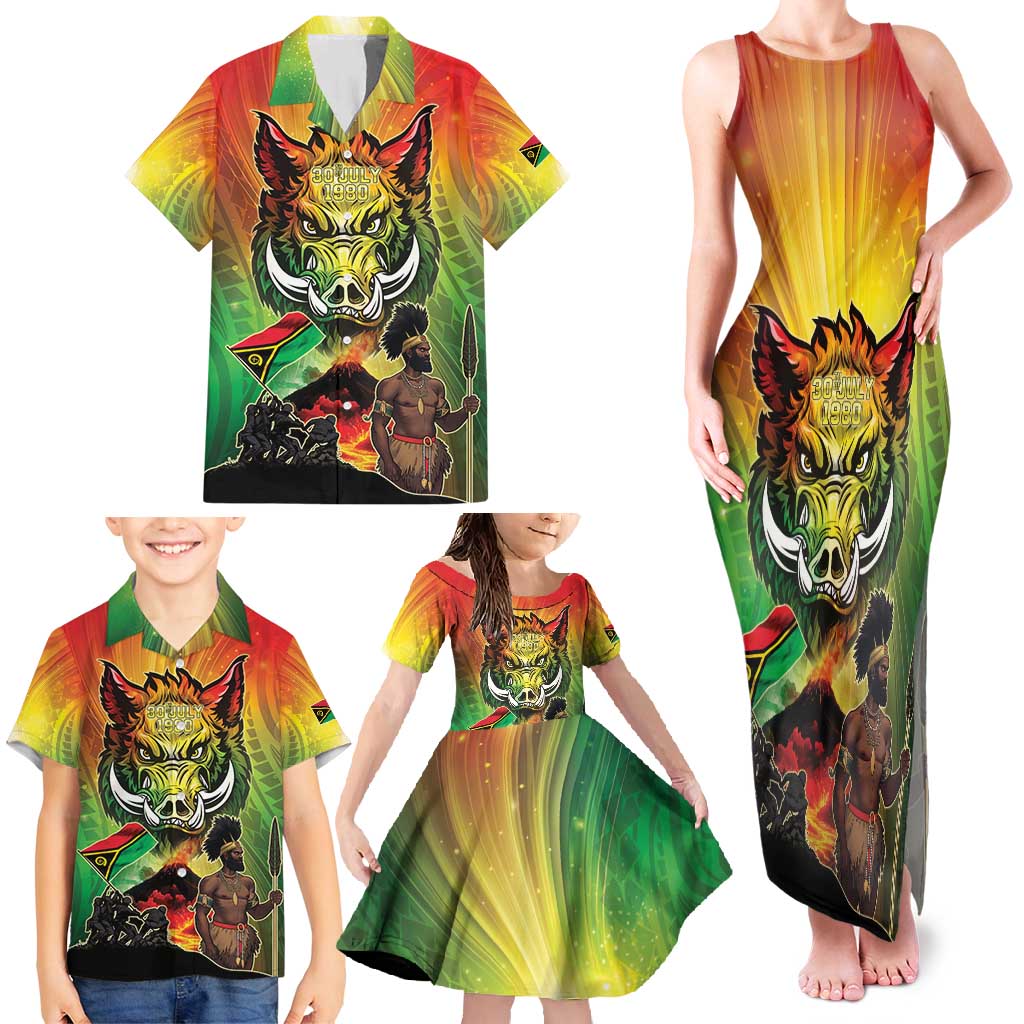 Vanuatu July 30th 1980 Family Matching Tank Maxi Dress and Hawaiian Shirt Happy Independence Day - Polynesian Pride