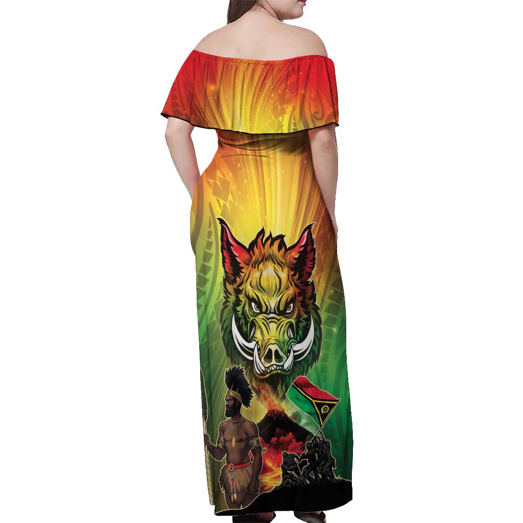 Vanuatu July 30th 1980 Off Shoulder Maxi Dress Happy Independence Day - Polynesian Pride