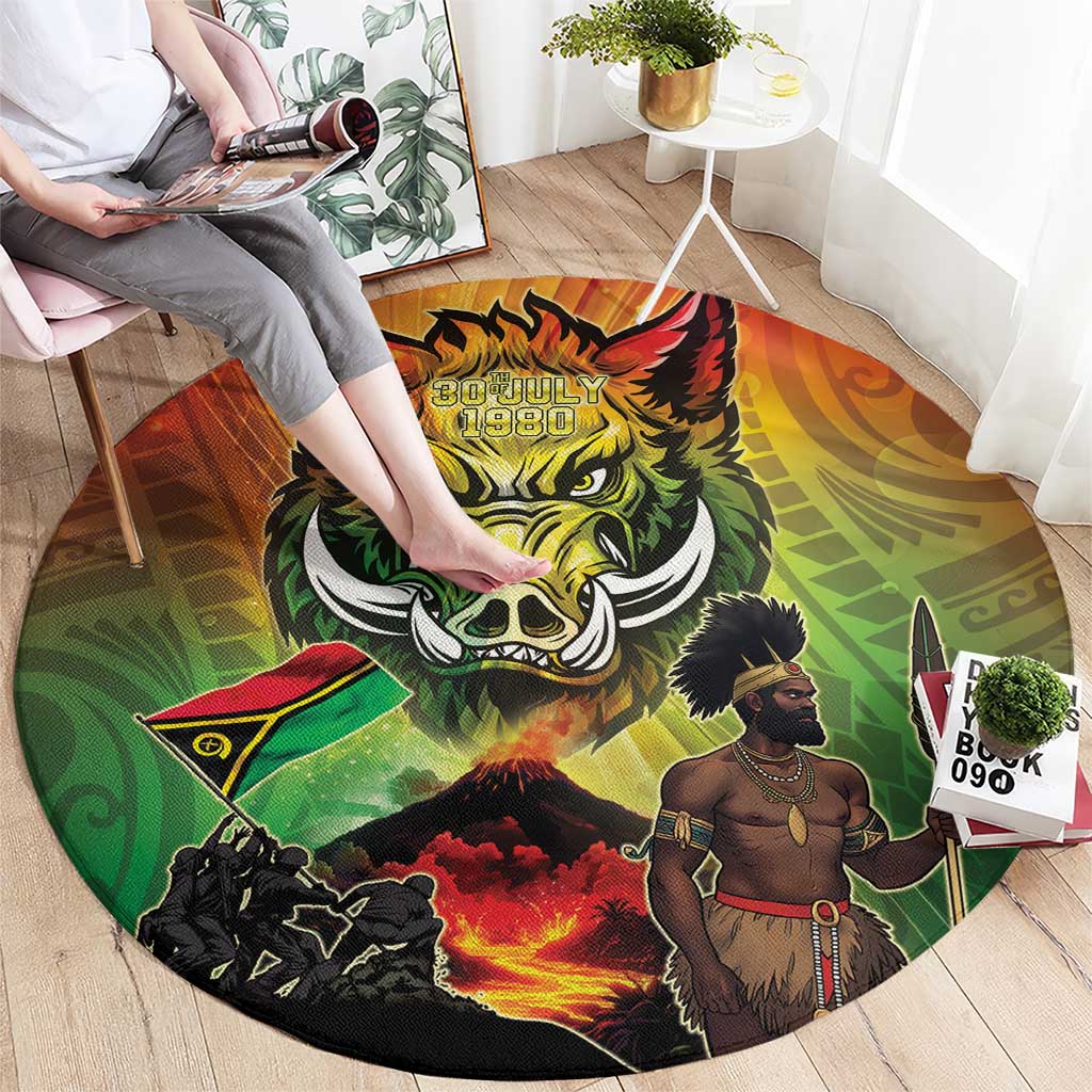 Vanuatu July 30th 1980 Round Carpet Happy Independence Day LT05 - Polynesian Pride