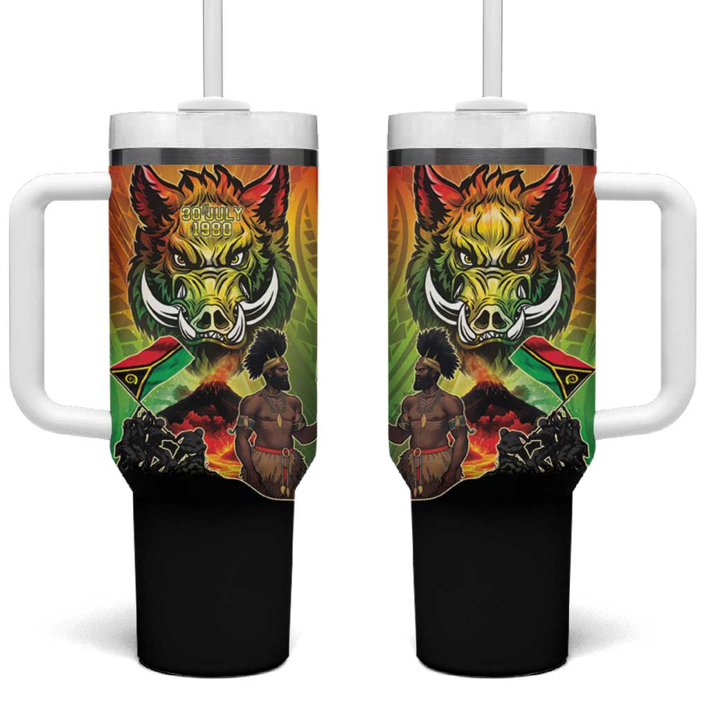 Vanuatu July 30th 1980 Tumbler With Handle Happy Independence Day LT05 One Size: 40 oz Reggae - Polynesian Pride