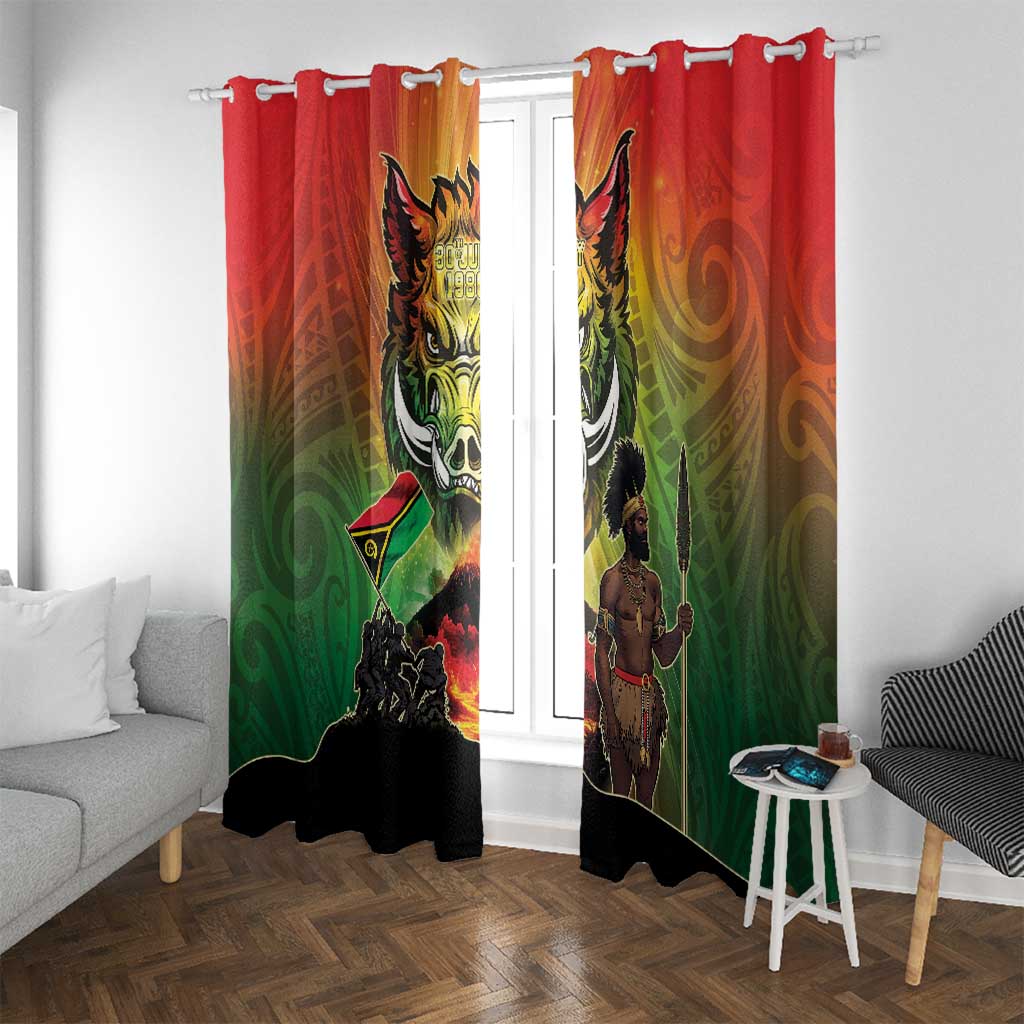 Vanuatu July 30th 1980 Window Curtain Happy Independence Day LT05 With Grommets Reggae - Polynesian Pride