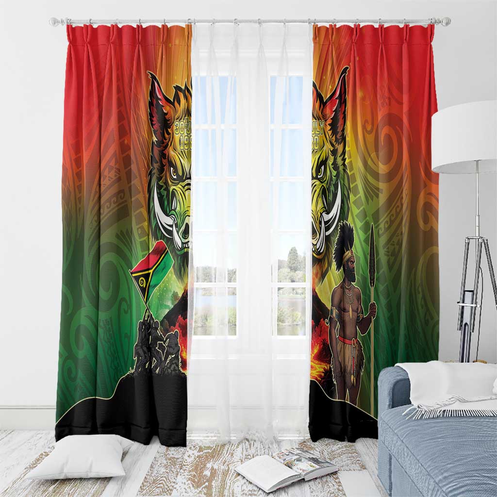 Vanuatu July 30th 1980 Window Curtain Happy Independence Day LT05 - Polynesian Pride