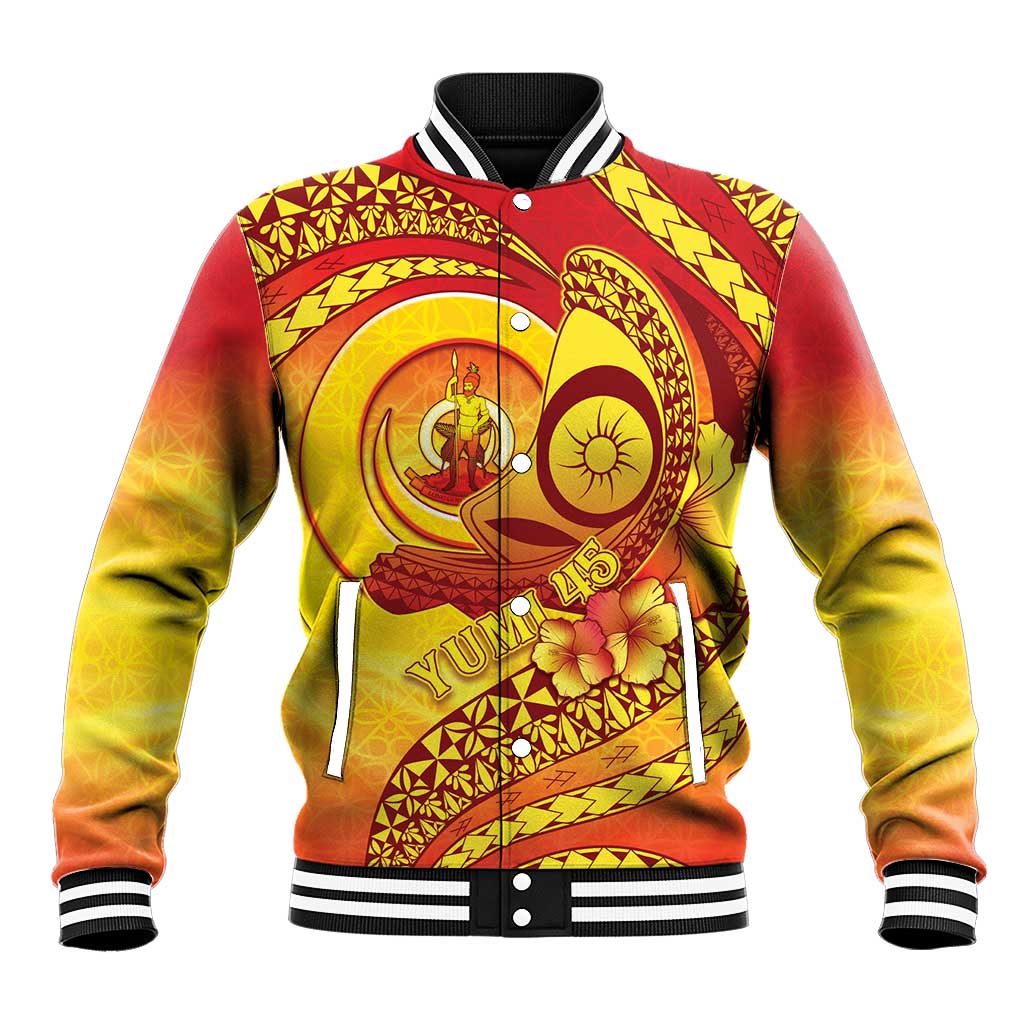 Vanuatu 45 Yia Indipendens Anivesari Baseball Jacket Tamtam Drum With Boar Tusk - Polynesian Pride