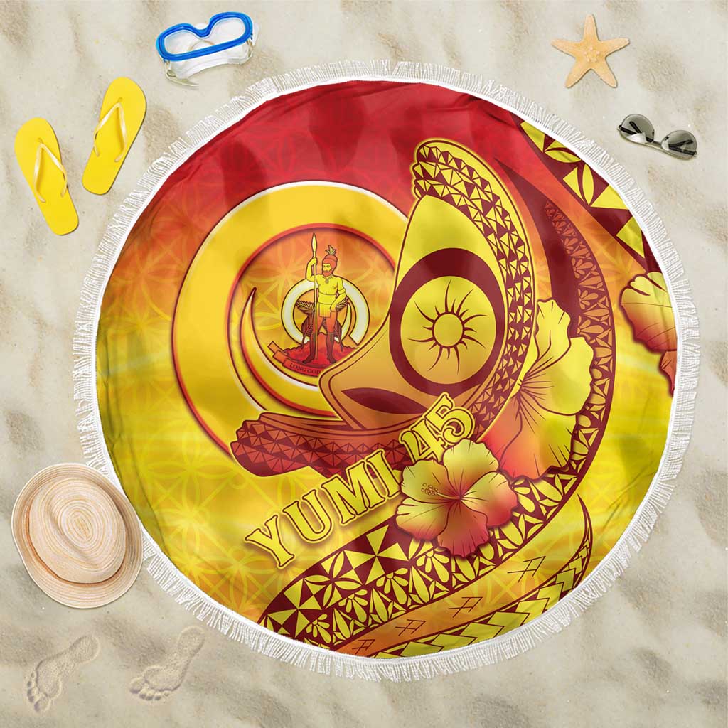 Vanuatu 45 Yia Indipendens Anivesari Beach Blanket Tamtam Drum With Boar Tusk - Polynesian Pride