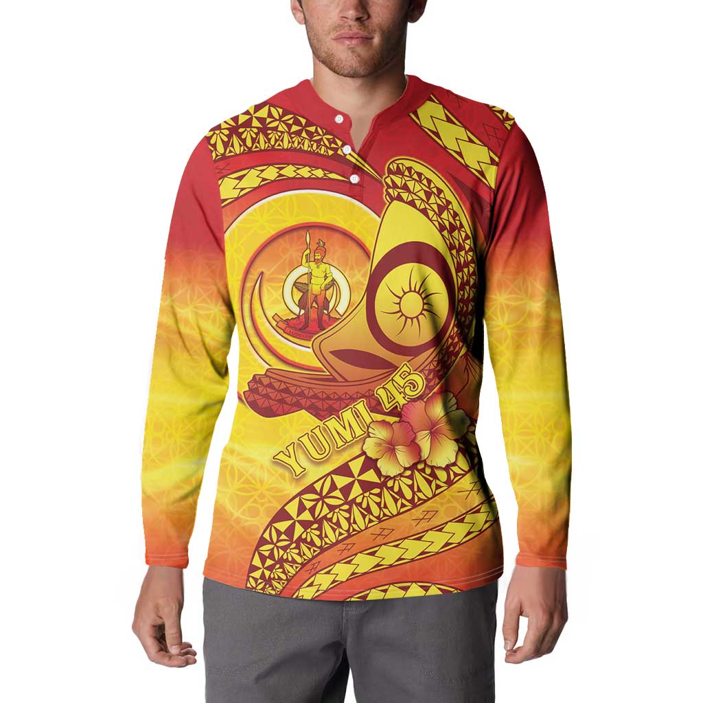 Vanuatu 45 Yia Indipendens Anivesari Button Sweatshirt Tamtam Drum With Boar Tusk - Polynesian Pride