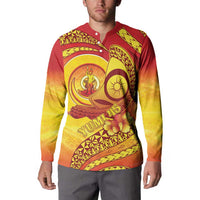 Vanuatu 45 Yia Indipendens Anivesari Button Sweatshirt Tamtam Drum With Boar Tusk - Polynesian Pride