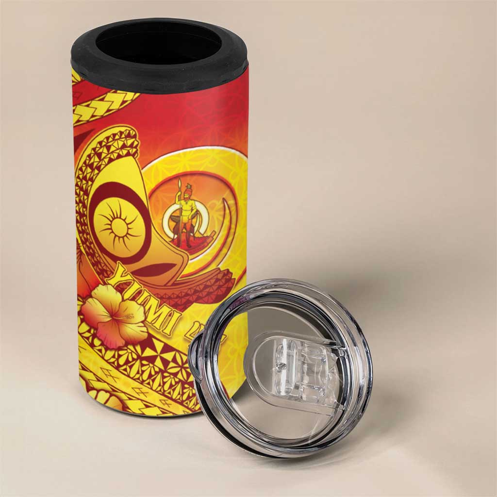 Vanuatu 45 Yia Indipendens Anivesari 4 in 1 Can Cooler Tumbler Tamtam Drum With Boar Tusk LT05 - Polynesian Pride