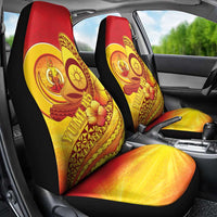 Vanuatu 45 Yia Indipendens Anivesari Car Seat Cover Tamtam Drum With Boar Tusk - Polynesian Pride