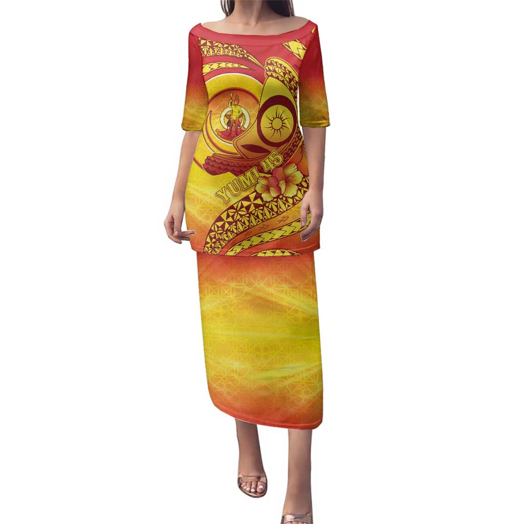 Vanuatu 45 Yia Indipendens Anivesari Family Matching Puletasi and Hawaiian Shirt Tamtam Drum With Boar Tusk - Polynesian Pride