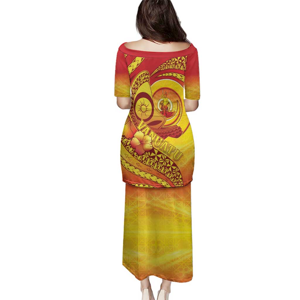 Vanuatu 45 Yia Indipendens Anivesari Family Matching Puletasi and Hawaiian Shirt Tamtam Drum With Boar Tusk - Polynesian Pride