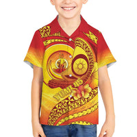 Vanuatu 45 Yia Indipendens Anivesari Family Matching Puletasi and Hawaiian Shirt Tamtam Drum With Boar Tusk - Polynesian Pride