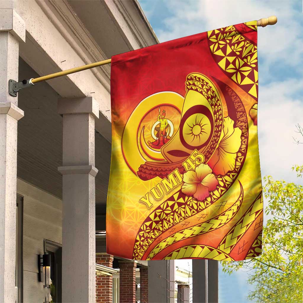 Vanuatu 45 Yia Indipendens Anivesari Garden Flag Tamtam Drum With Boar Tusk - Polynesian Pride