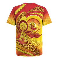 Vanuatu 45 Yia Indipendens Anivesari Rugby Jersey Tamtam Drum With Boar Tusk - Polynesian Pride