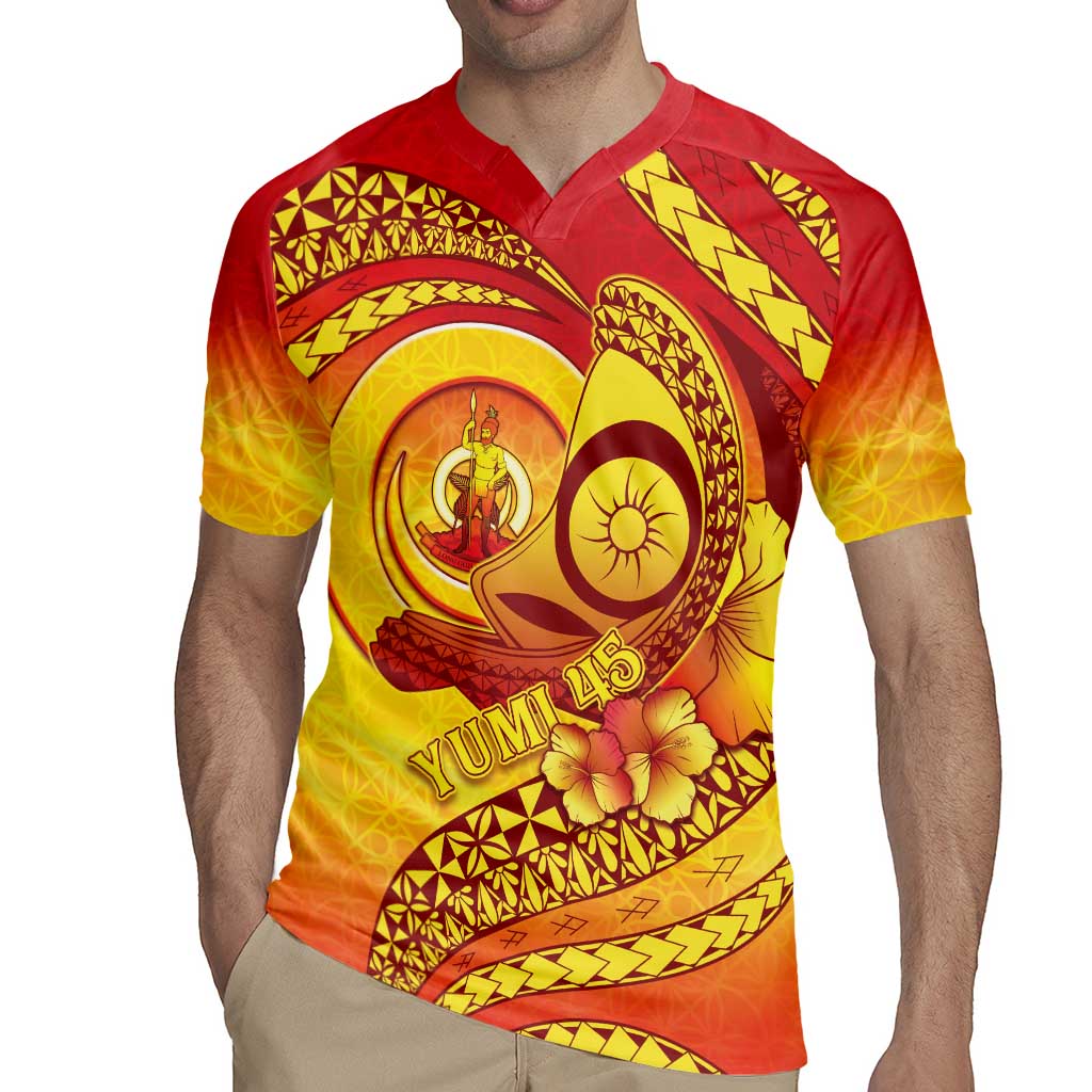 Vanuatu 45 Yia Indipendens Anivesari Rugby Jersey Tamtam Drum With Boar Tusk - Polynesian Pride