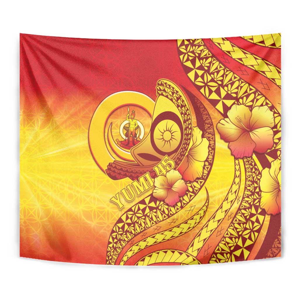 Vanuatu 45 Yia Indipendens Anivesari Tapestry Tamtam Drum With Boar Tusk - Polynesian Pride