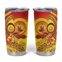 Vanuatu 45 Yia Indipendens Anivesari Tumbler Cup Tamtam Drum With Boar Tusk - Polynesian Pride