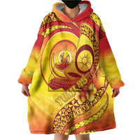 Vanuatu 45 Yia Indipendens Anivesari Wearable Blanket Hoodie Tamtam Drum With Boar Tusk LT05 - Polynesian Pride