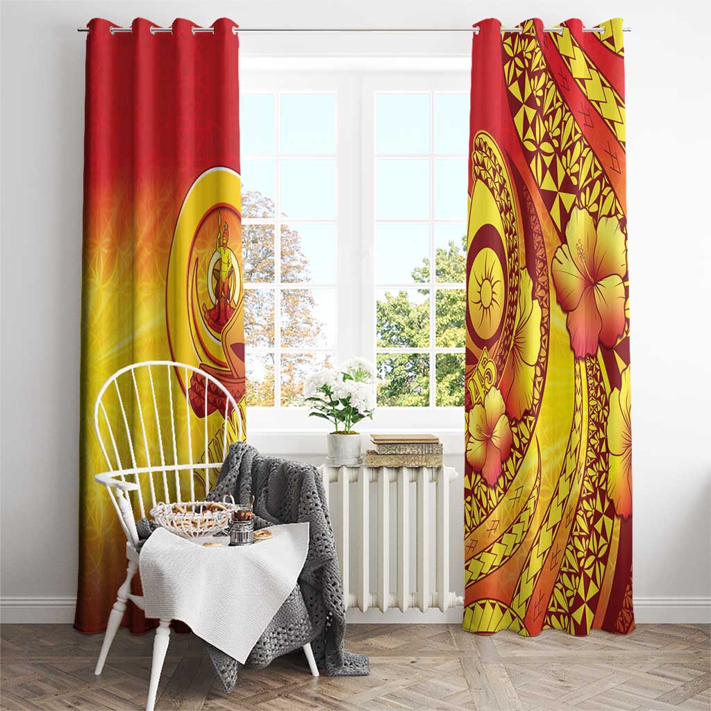 Vanuatu 45 Yia Indipendens Anivesari Window Curtain Tamtam Drum With Boar Tusk - Polynesian Pride