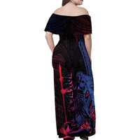 Samoan Pride Family Matching Off Shoulder Maxi Dress and Hawaiian Shirt The Tui Manua - Polynesian Pride