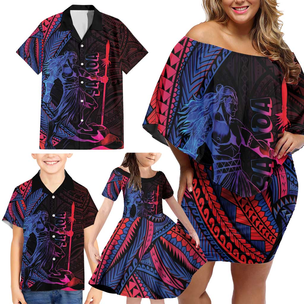 Samoan Pride Family Matching Off Shoulder Short Dress and Hawaiian Shirt The Tui Manua - Polynesian Pride