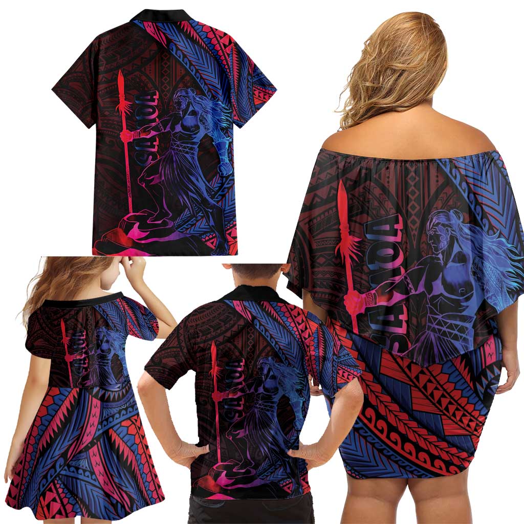 Samoan Pride Family Matching Off Shoulder Short Dress and Hawaiian Shirt The Tui Manua - Polynesian Pride