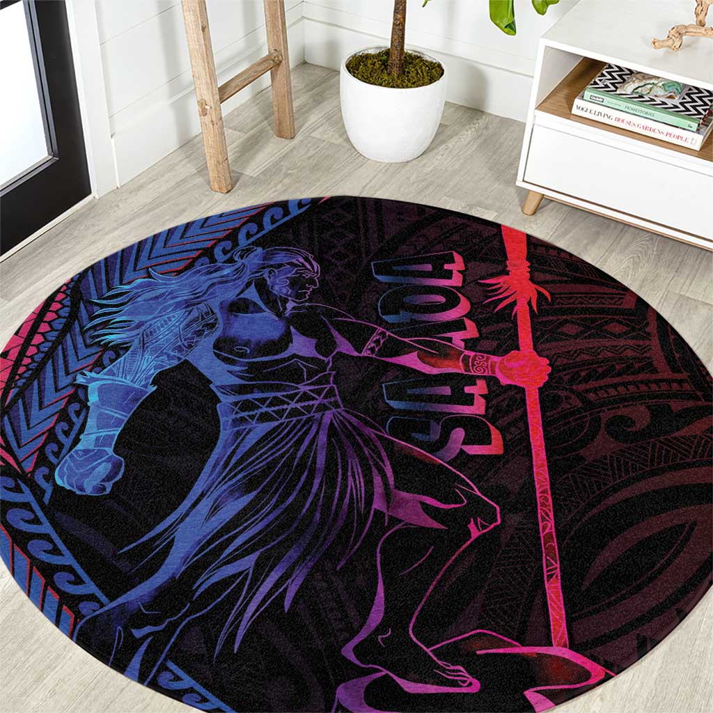 Samoan Pride Round Carpet The Tui Manua LT05 Black - Polynesian Pride