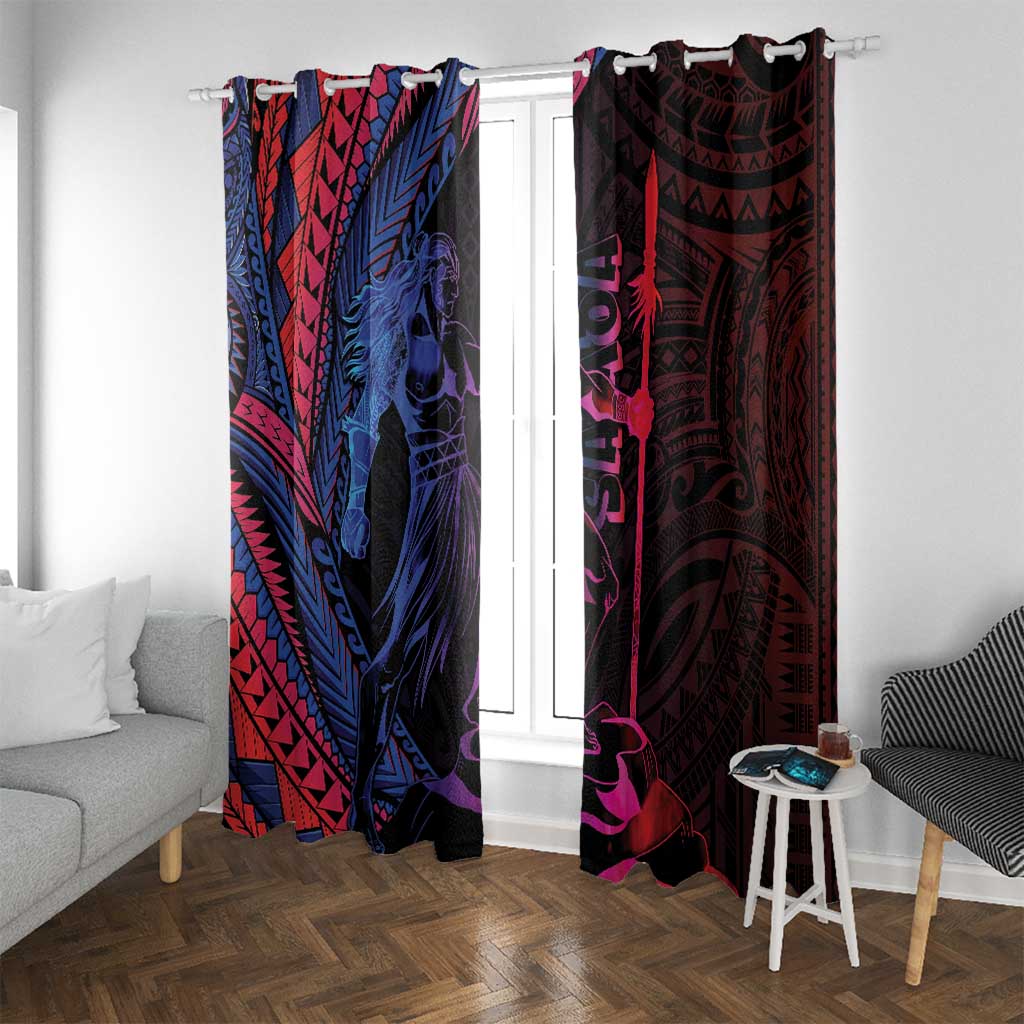 Samoan Pride Window Curtain The Tui Manua LT05 With Grommets Black - Polynesian Pride