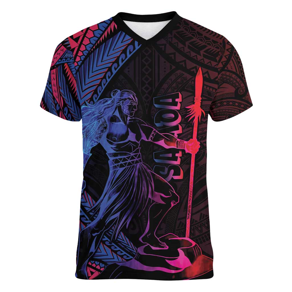 Samoan Pride Women V-Neck T-Shirt The Tui Manua - Polynesian Pride