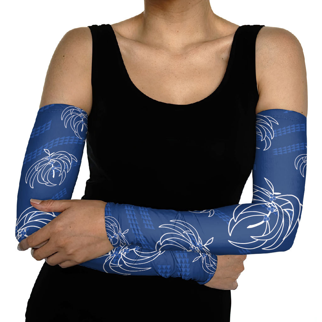 Aloha Hawaii Acacia Koa Leaves Arm Sleeves Navy Kakau Tribal Pattern LT05 - Polynesian Pride