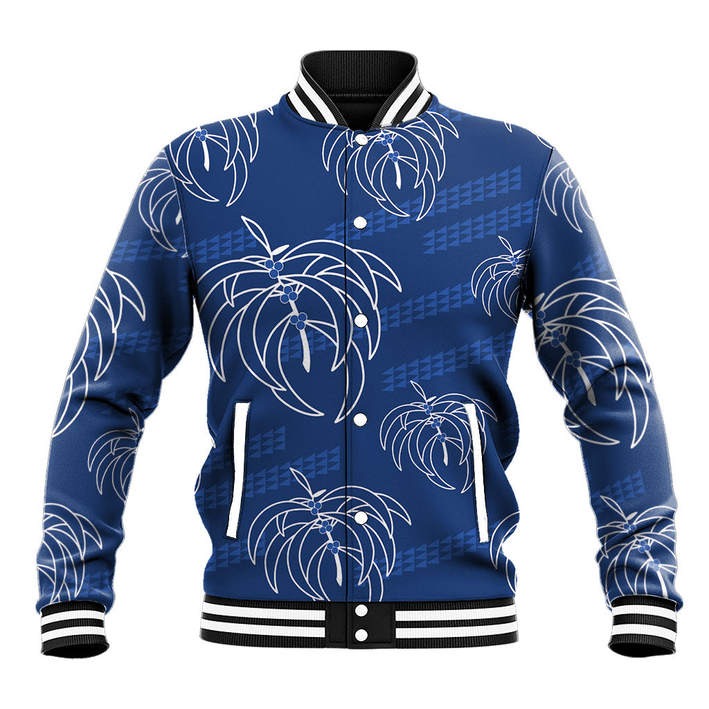 Aloha Hawaii Acacia Koa Leaves Baseball Jacket Navy Kakau Tribal Pattern LT05 Unisex Navy - Polynesian Pride