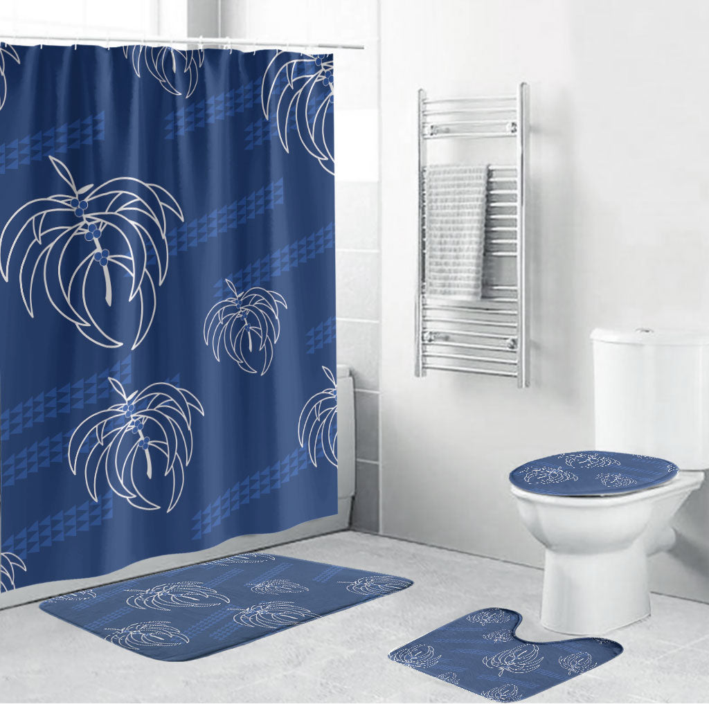 Aloha Hawaii Acacia Koa Leaves Bathroom Set Navy Kakau Tribal Pattern LT05 Bathroom Set (4 pcs) Navy - Polynesian Pride