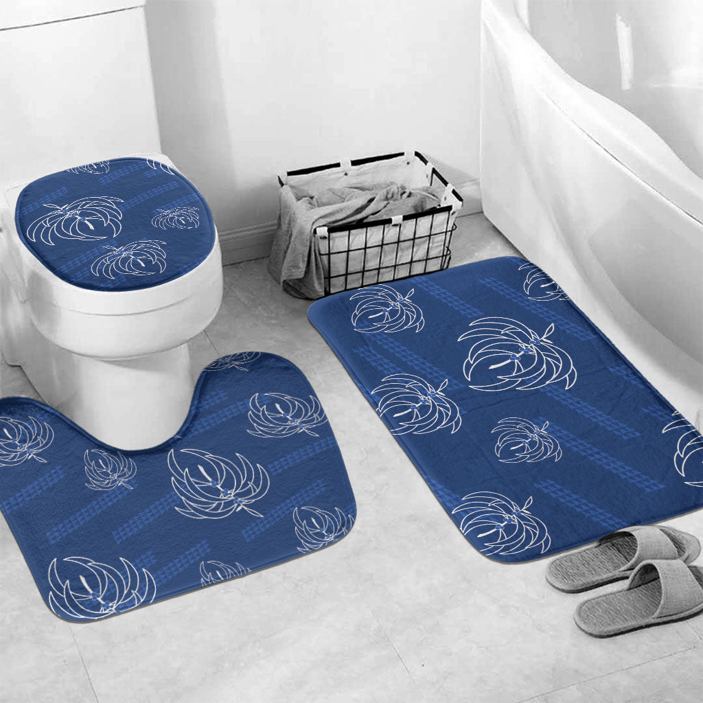 Aloha Hawaii Acacia Koa Leaves Bathroom Set Navy Kakau Tribal Pattern LT05 Mat Set Only (3 pcs) One Size Navy - Polynesian Pride