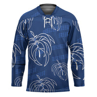 Aloha Hawaii Acacia Koa Leaves Hockey Jersey Navy Kakau Tribal Pattern LT05 Unisex Navy - Polynesian Pride