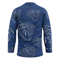 Aloha Hawaii Acacia Koa Leaves Hockey Jersey Navy Kakau Tribal Pattern LT05 - Polynesian Pride