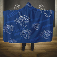 Aloha Hawaii Acacia Koa Leaves Hooded Blanket Navy Kakau Tribal Pattern LT05 - Polynesian Pride