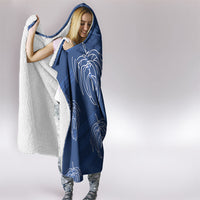 Aloha Hawaii Acacia Koa Leaves Hooded Blanket Navy Kakau Tribal Pattern LT05 - Polynesian Pride