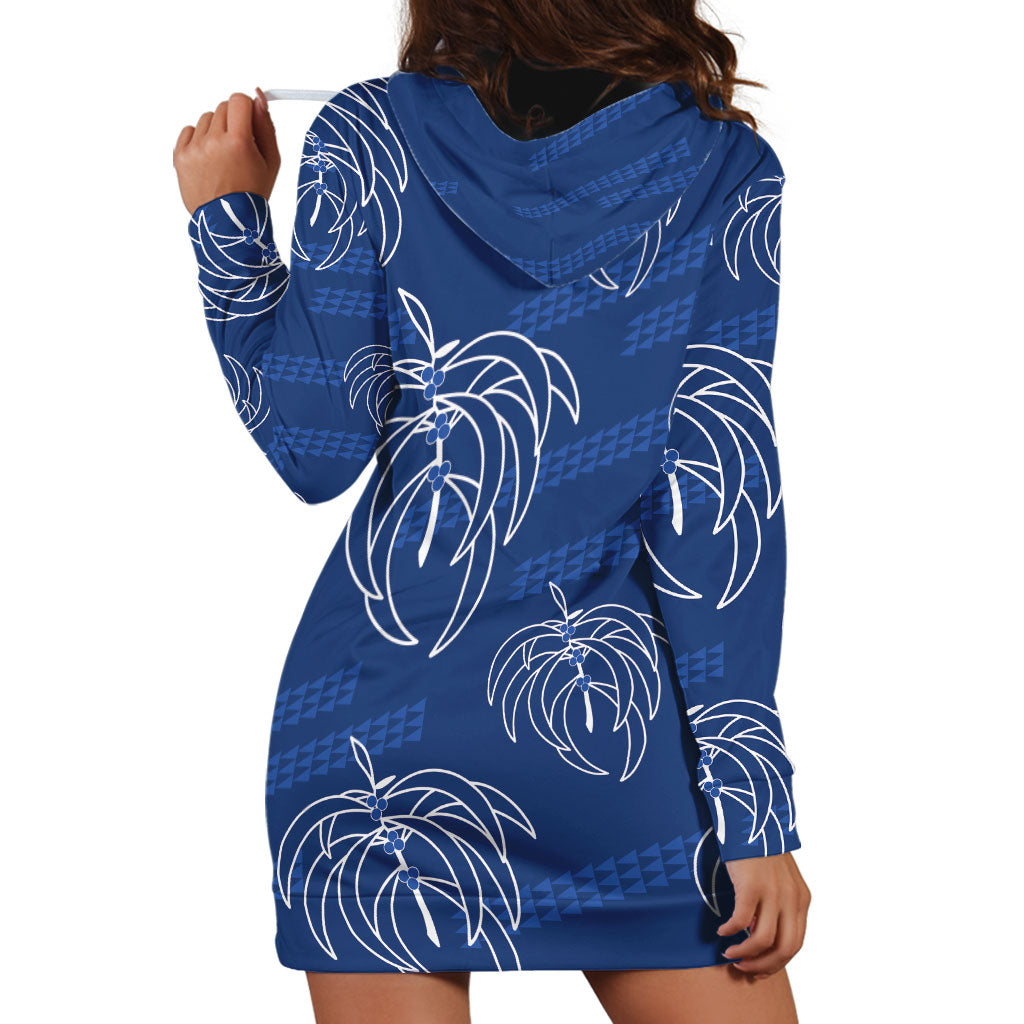 Aloha Hawaii Acacia Koa Leaves Hoodie Dress Navy Kakau Tribal Pattern LT05 - Polynesian Pride
