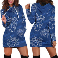 Aloha Hawaii Acacia Koa Leaves Hoodie Dress Navy Kakau Tribal Pattern LT05 - Polynesian Pride